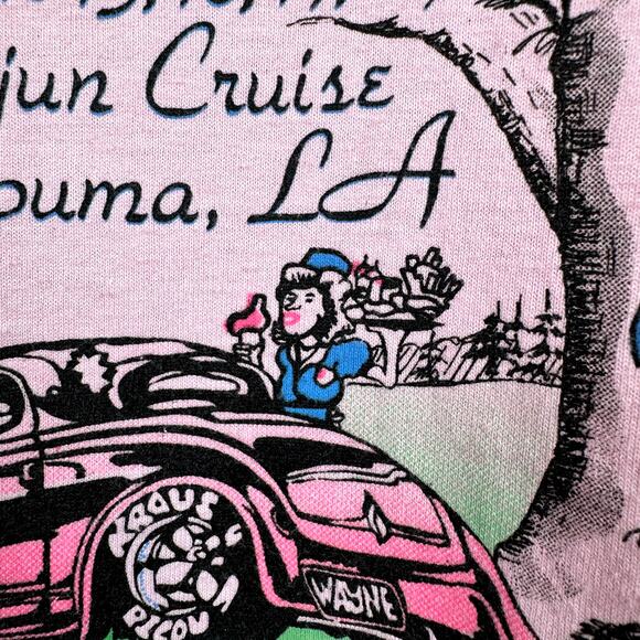 Vintage Rod Run Shirt Sz Large Pink Single Stitch Louisiana Bayou Cajun USA 90s - Picture 5 of 10